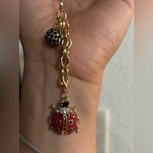 Gold and Red Ladybug keychain Charm